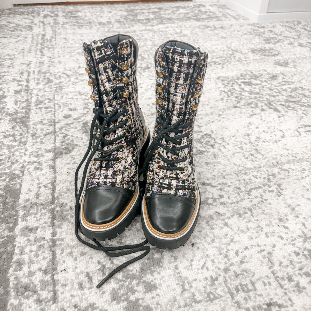 NWB Tory Burch Miller Tweed Lace Up Boot - Picture 16 of 16